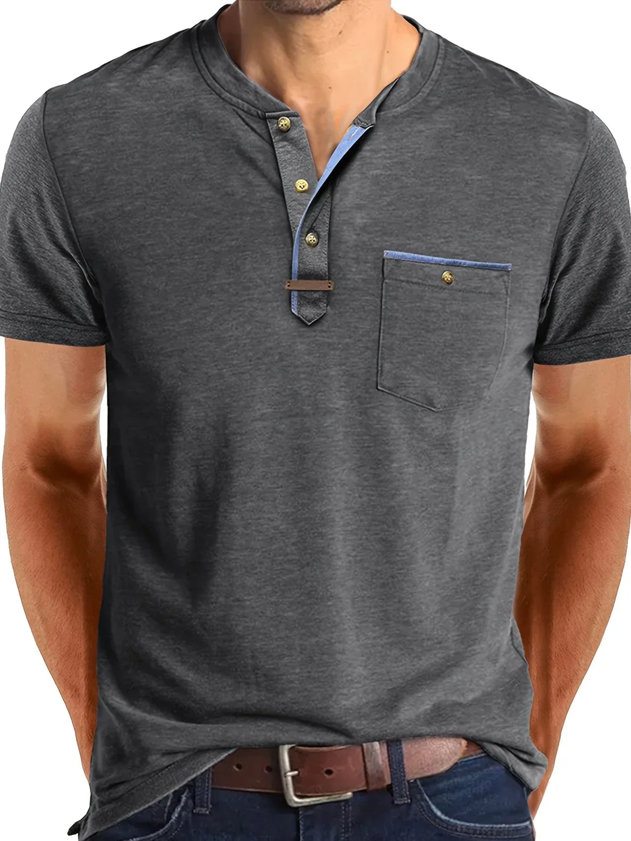 Roel™ | Elegant Ronde Hals T-shirt Met Zak