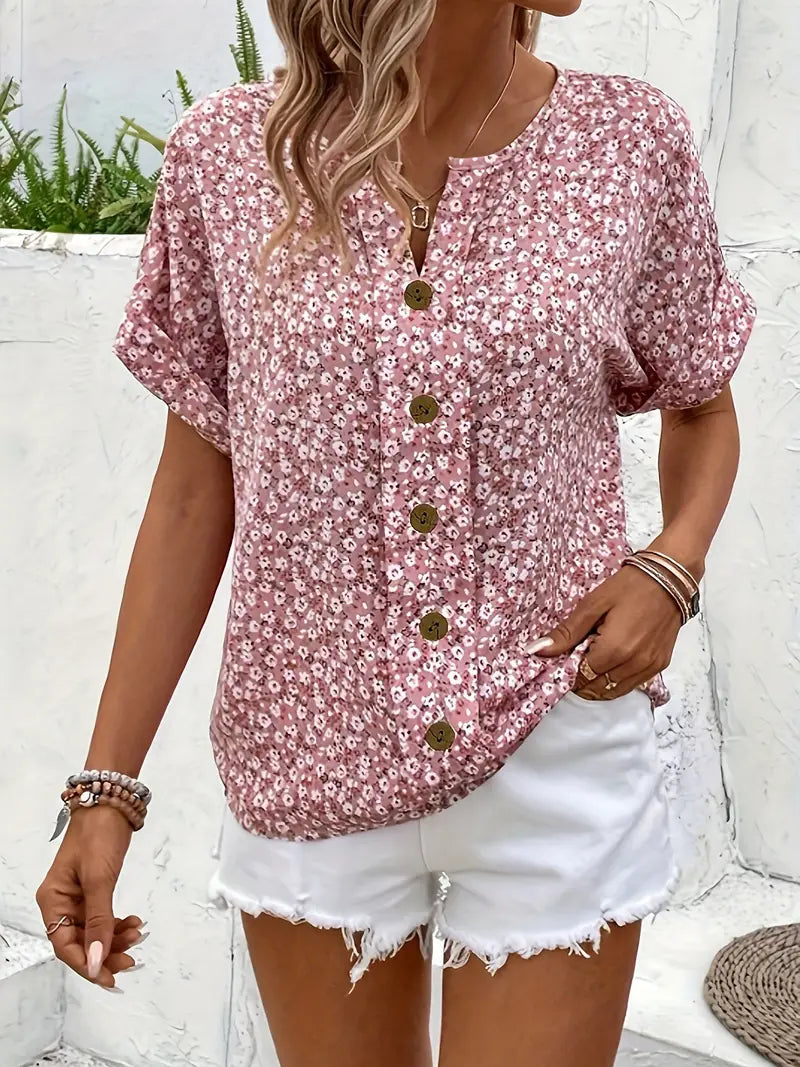 Lieke™ | Bloemen Zomertop met Knopen