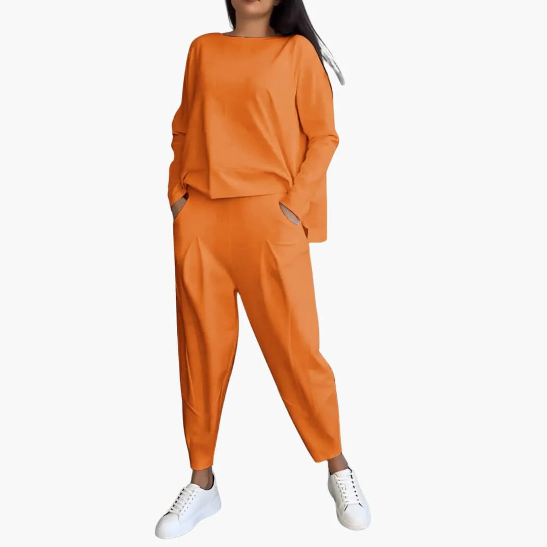 Pien™|Tweedelige set met pullover met ronde kraag en lange mouwen