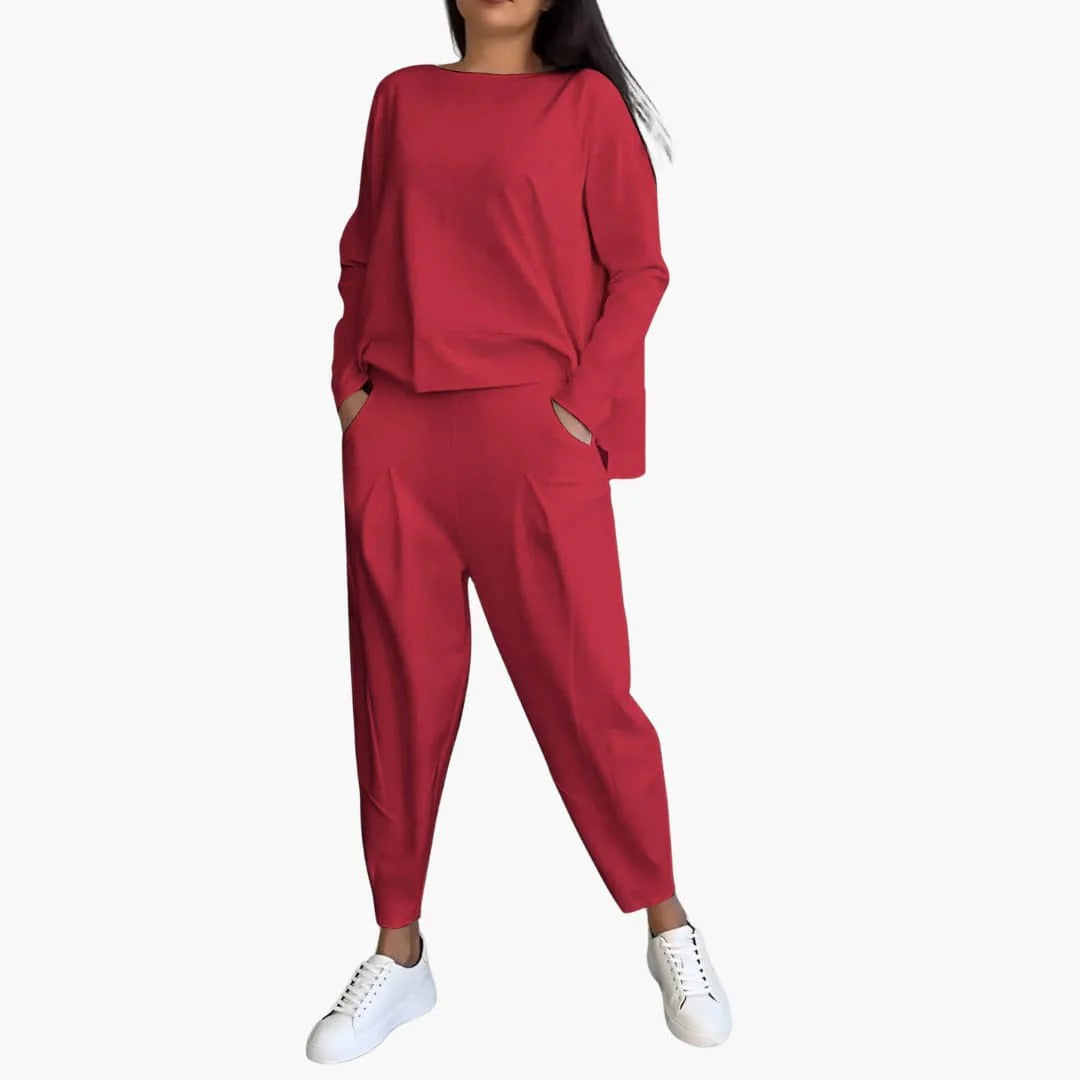 Pien™|Tweedelige set met pullover met ronde kraag en lange mouwen