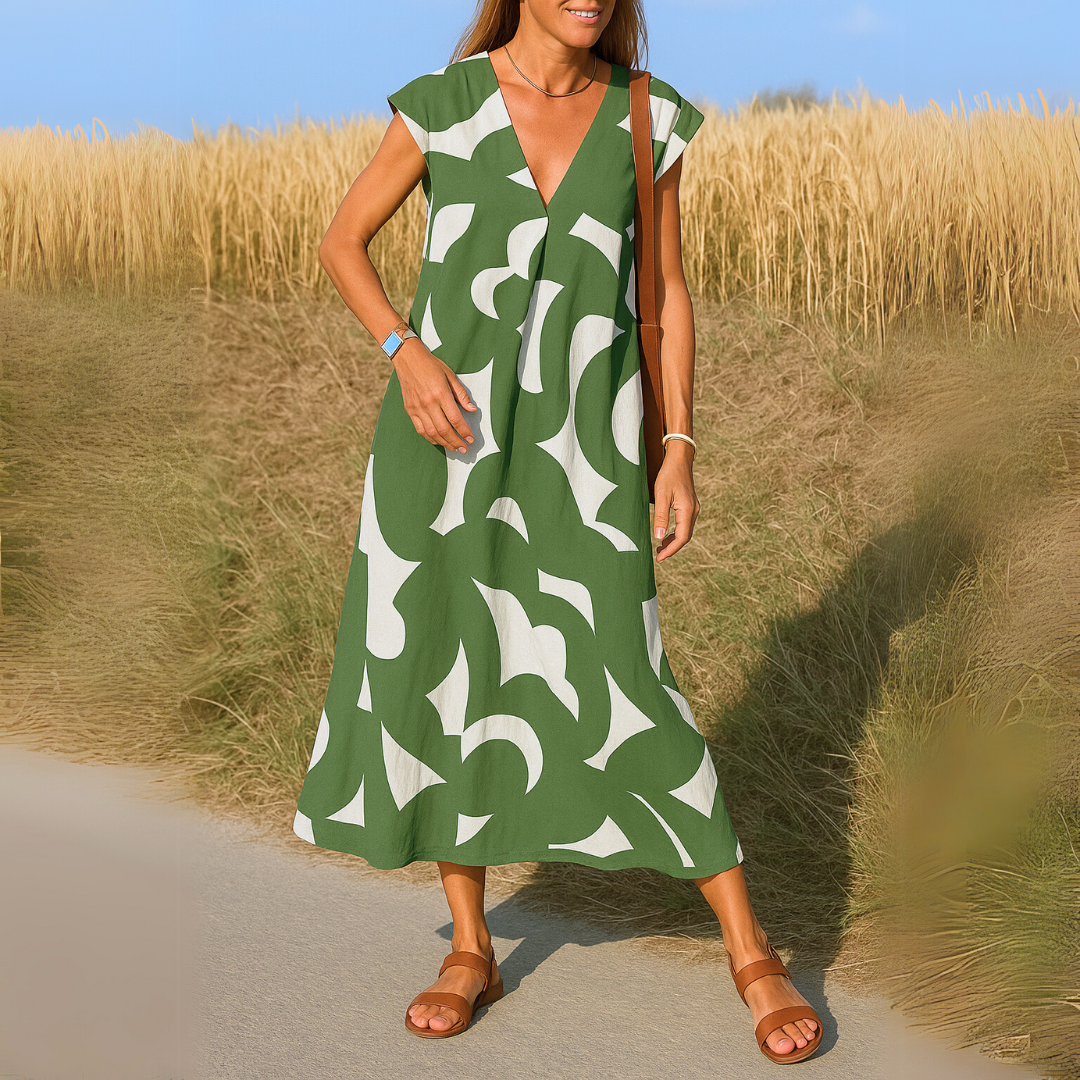 Georgine™ | Elegante V-Hals Midi-jurk