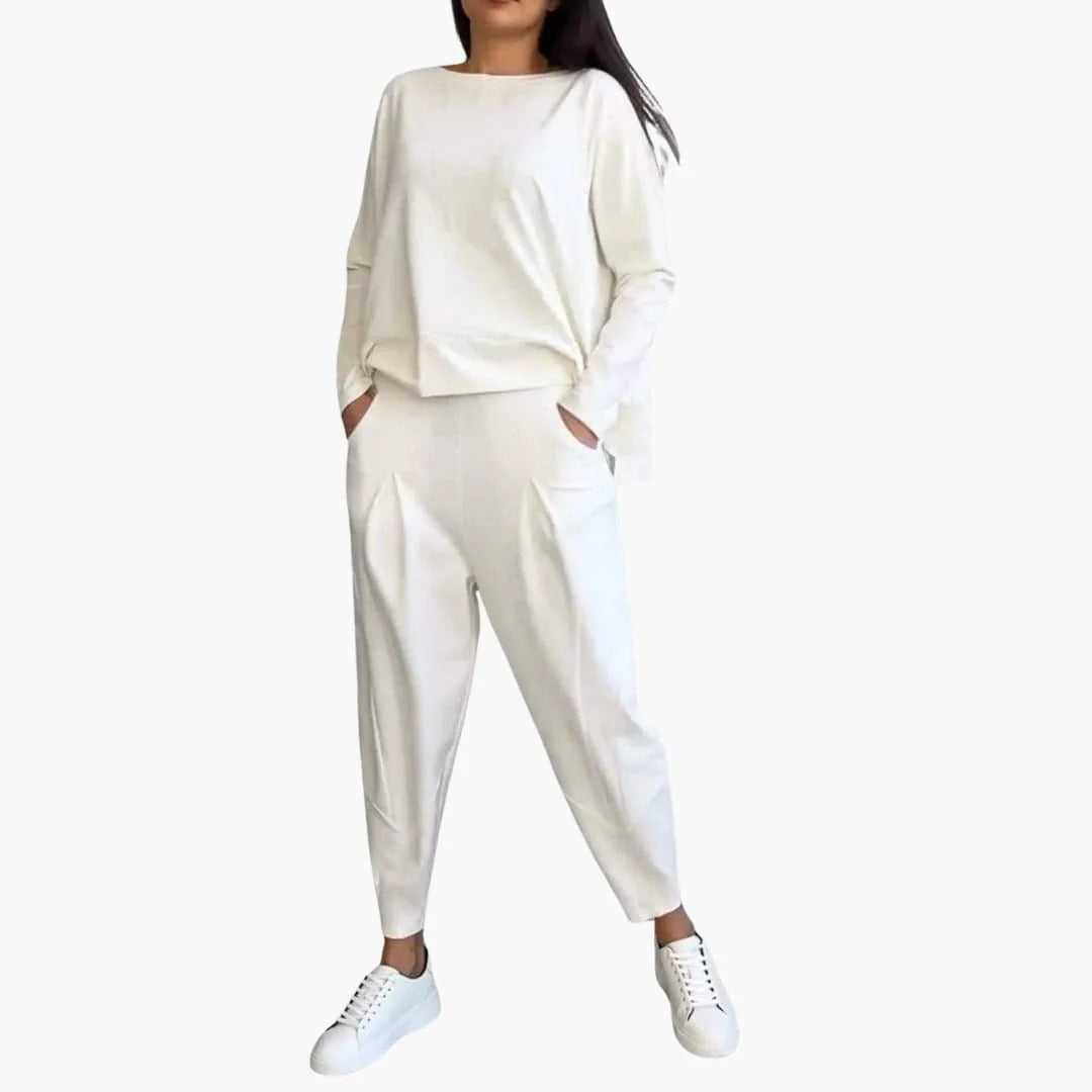 Pien™|Tweedelige set met pullover met ronde kraag en lange mouwen