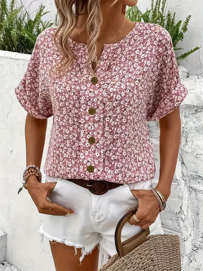 Lieke™ | Bloemen Zomertop met Knopen