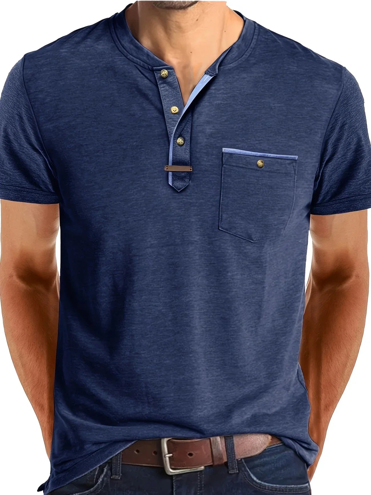 Roel™ | Elegant Ronde Hals T-shirt Met Zak
