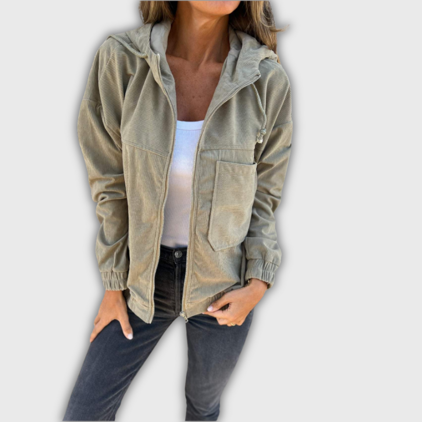 Vera™ | Retro Corduroy Jas met Capuchon