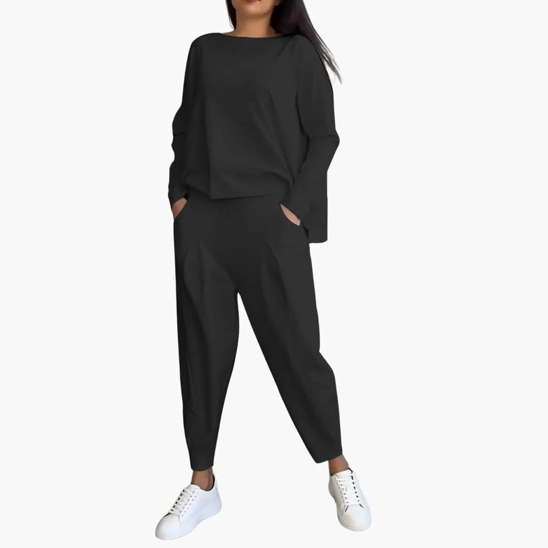 Pien™|Tweedelige set met pullover met ronde kraag en lange mouwen