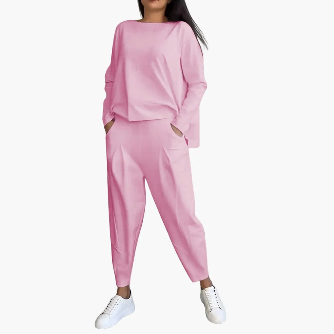 Pien™|Tweedelige set met pullover met ronde kraag en lange mouwen