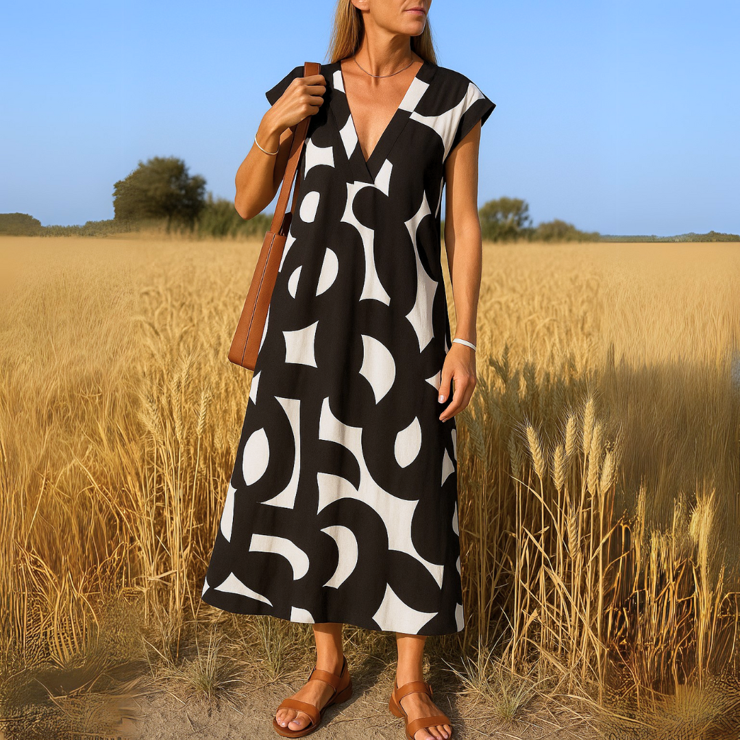 Georgine™ | Elegante V-Hals Midi-jurk