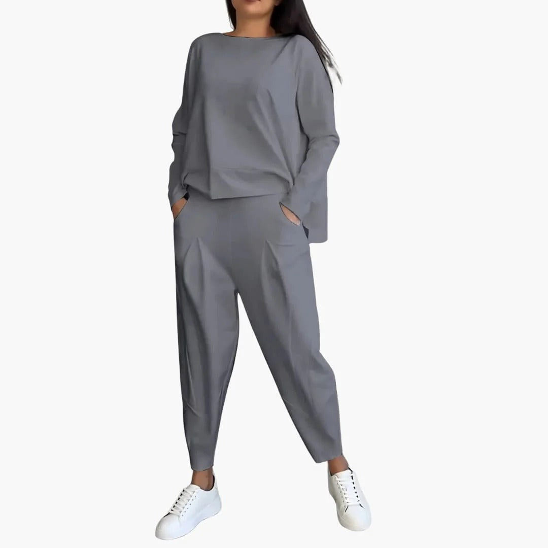 Pien™|Tweedelige set met pullover met ronde kraag en lange mouwen
