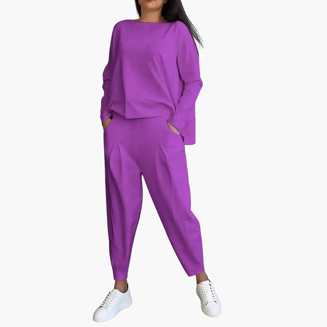 Pien™|Tweedelige set met pullover met ronde kraag en lange mouwen