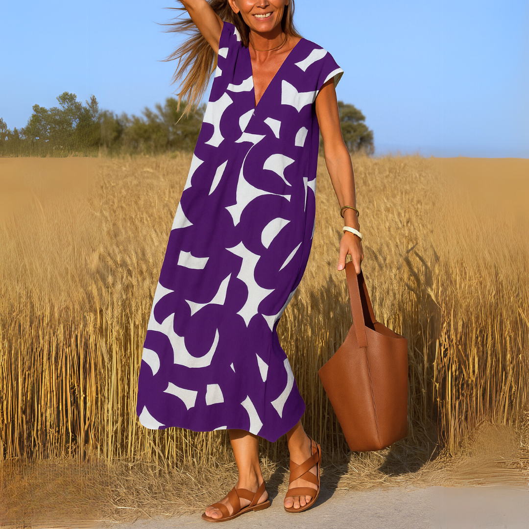 Georgine™ | Elegante V-Hals Midi-jurk