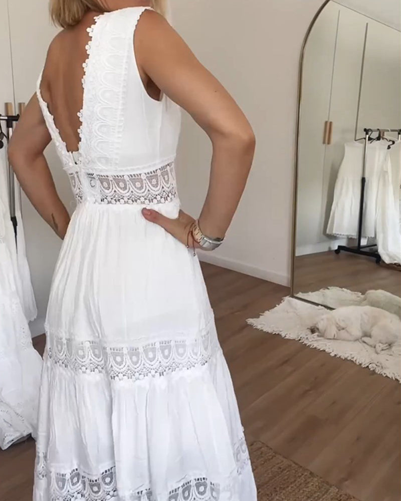 Femke™ | Elegante V-hals Kanten Jurk