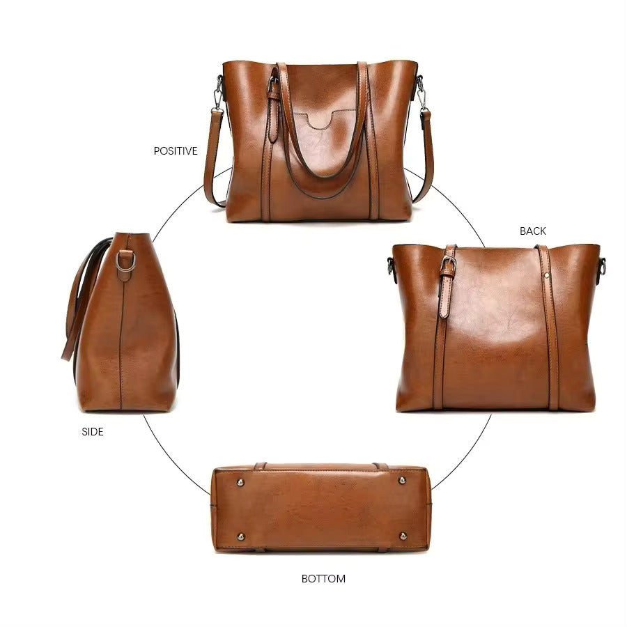 Wilhelmina™|Leren Boodschappentas