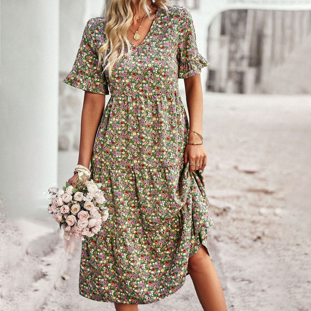 Fleur™ | Bloemenprint Midi-jurk