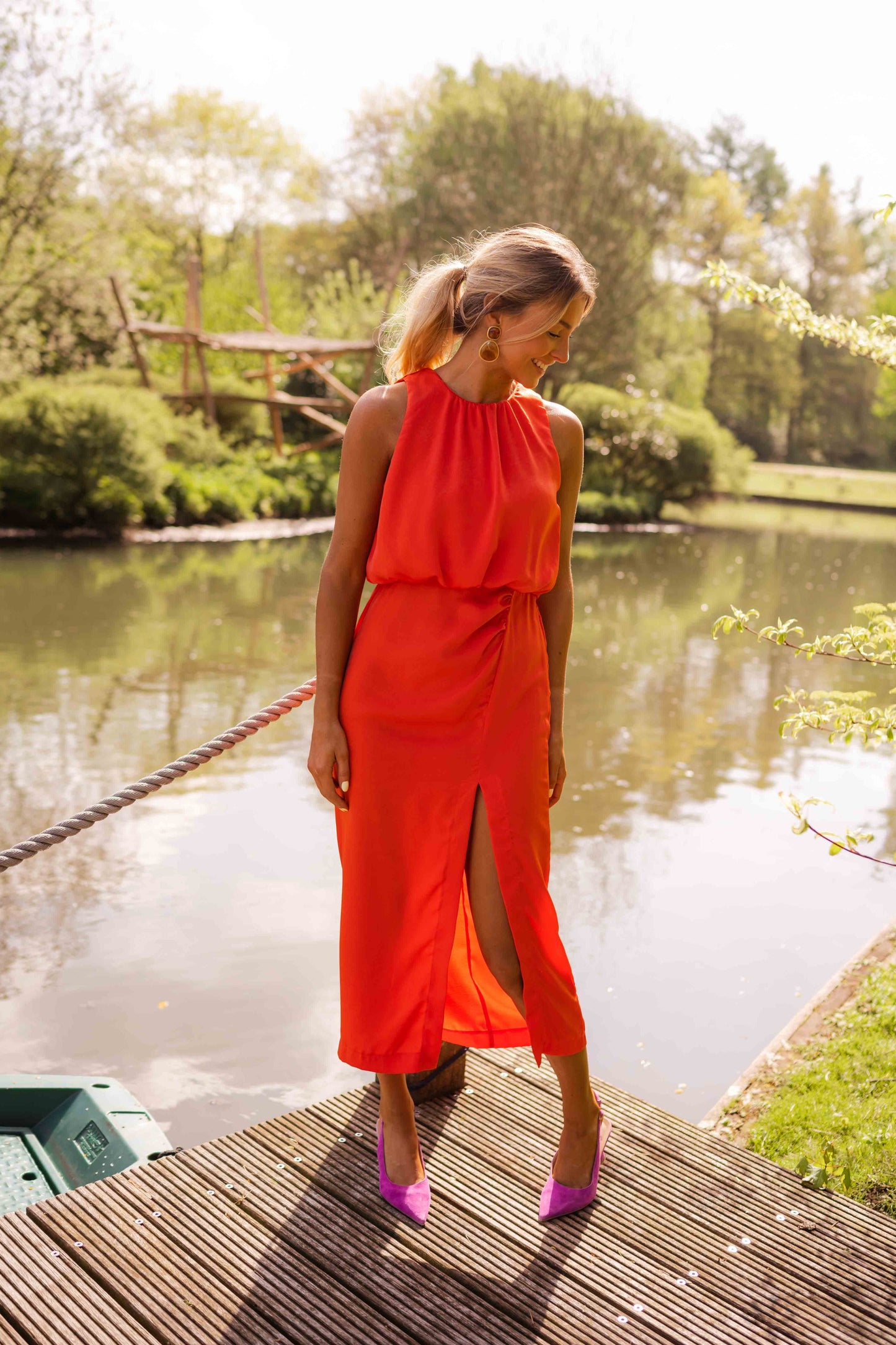 Ilse™ | Zwierige Mouwloze Midi-jurk