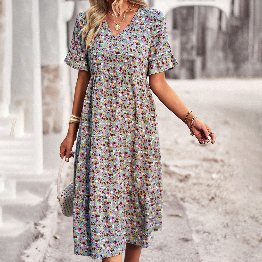 Fleur™ | Bloemenprint Midi-jurk