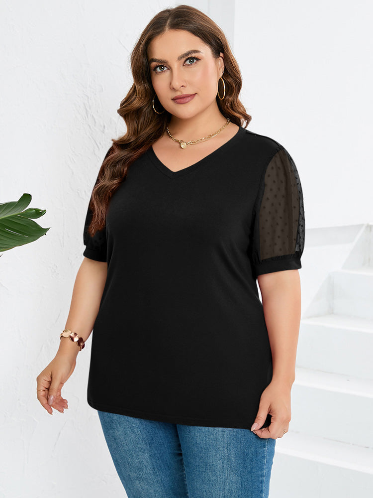 Nina™ | Textured Sleeve V-Neck Top