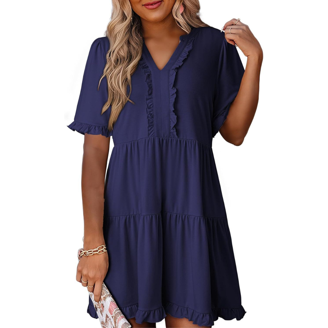 Sanne™ | Casual V-Hals Mini-jurk