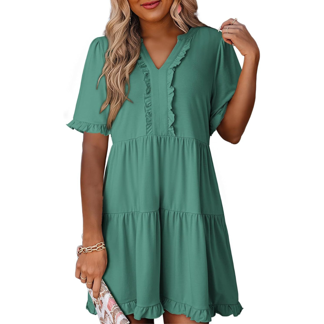 Sanne™ | Casual V-Hals Mini-jurk