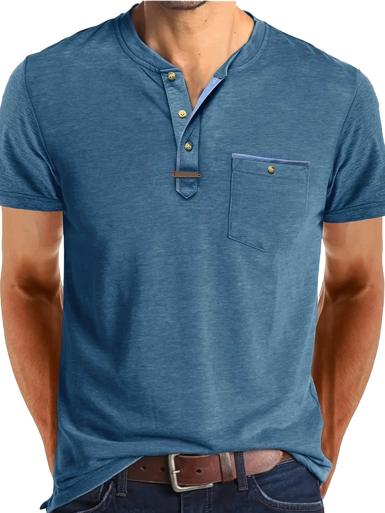 Roel™ | Elegant Ronde Hals T-shirt Met Zak