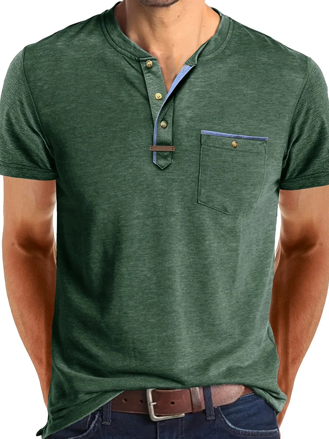 Roel™ | Elegant Ronde Hals T-shirt Met Zak