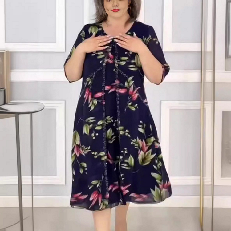 Annelies™ | Jurk Met Waterverf Bloemenprint