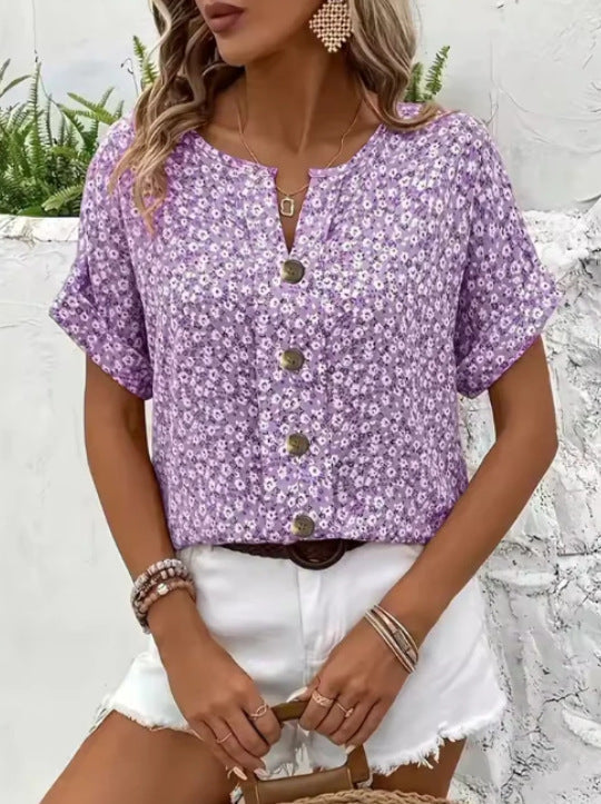 Lieke™ | Bloemen Zomertop met Knopen