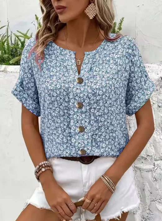 Lieke™ | Bloemen Zomertop met Knopen