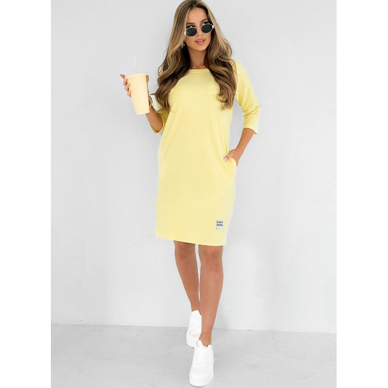Lieke™ | Jurk Met Ronde Hals & Zakjes