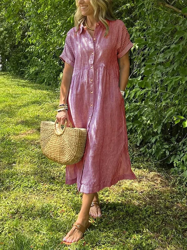 Carlijn™ | Gestreepte Maxi Blousejurk 