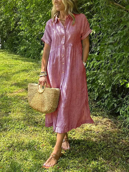 Carlijn™ | Gestreepte Maxi Blousejurk 
