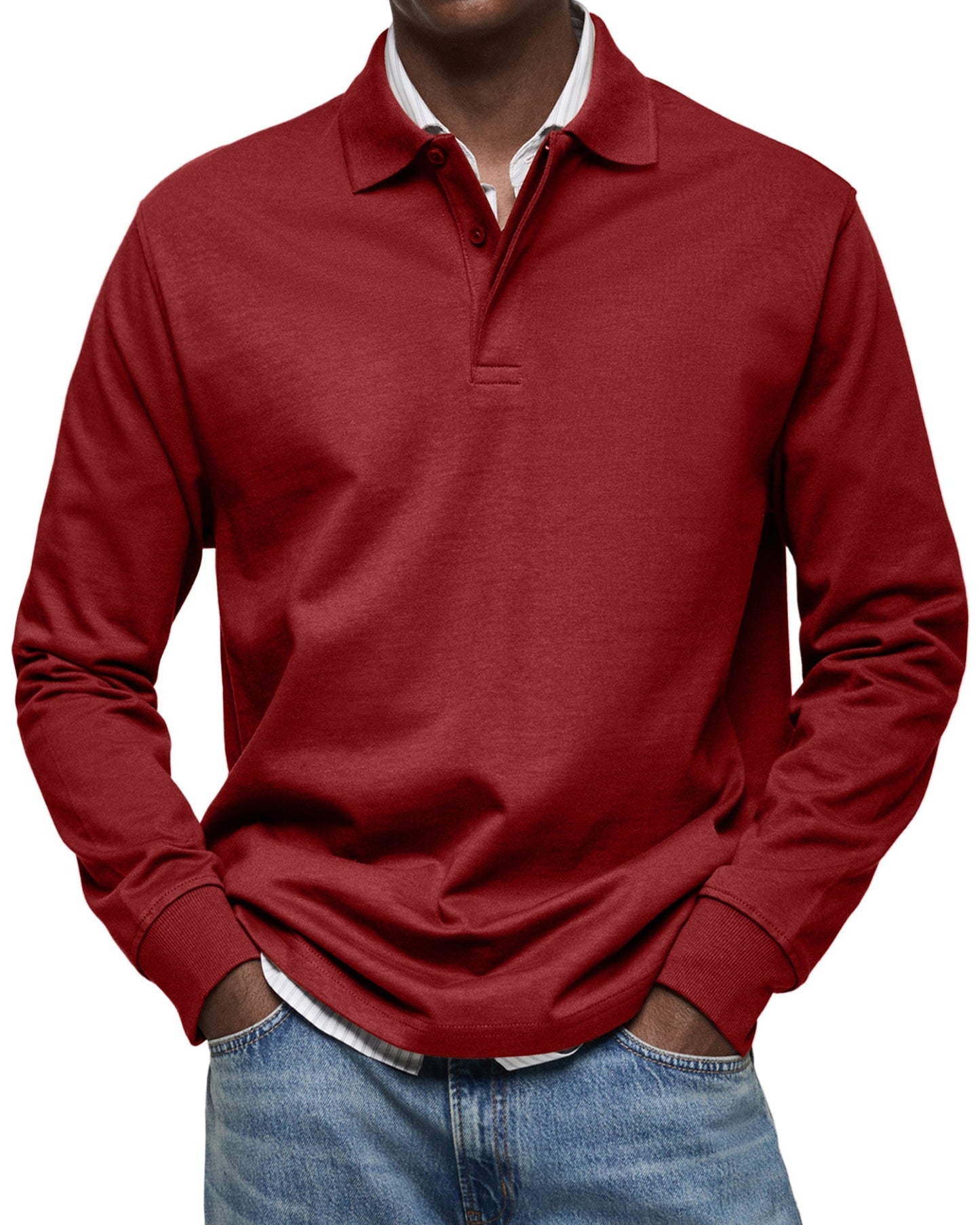 Nathan™|Casual Poloshirt met Lange Mouwen