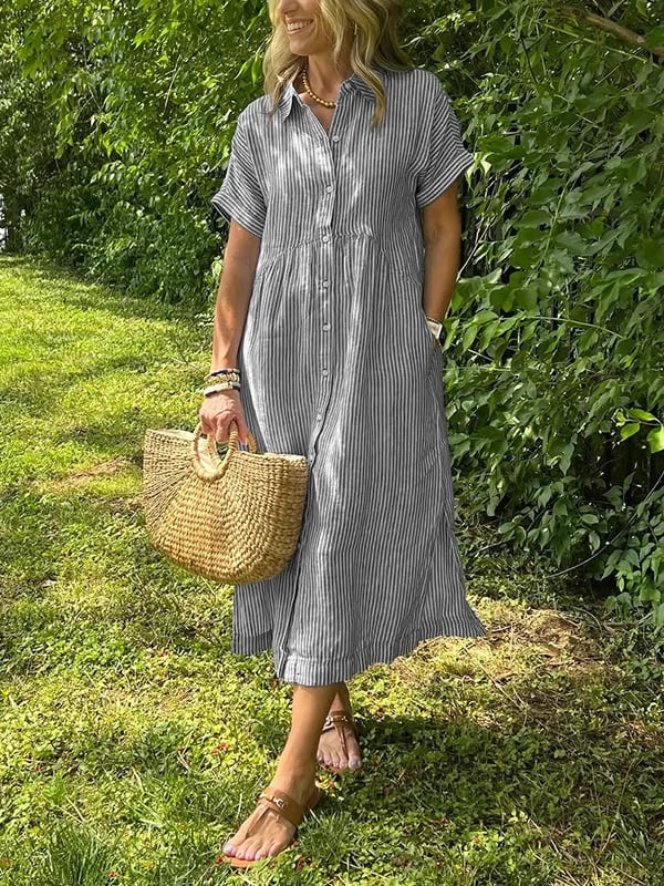 Carlijn™ | Gestreepte Maxi Blousejurk 