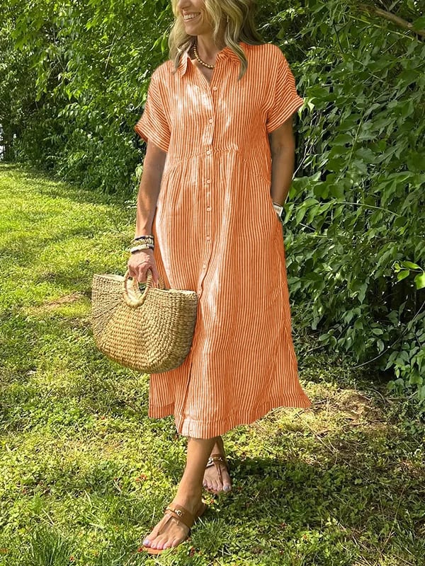 Carlijn™ | Gestreepte Maxi Blousejurk 