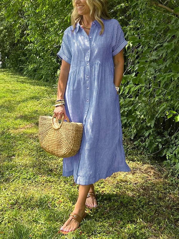 Carlijn™ | Gestreepte Maxi Blousejurk 