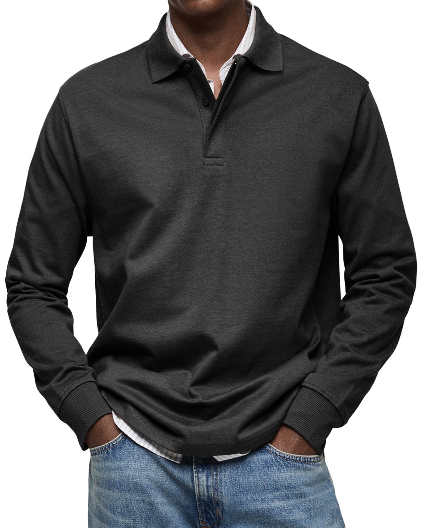 Nathan™|Casual Poloshirt met Lange Mouwen