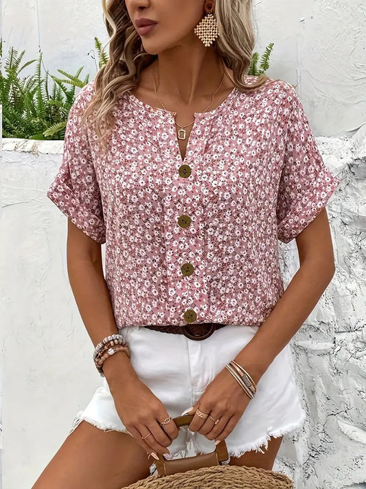 Lieke™ | Bloemen Zomertop met Knopen