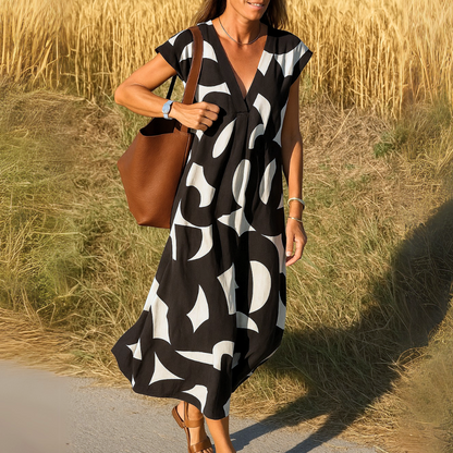 Georgine™ | Elegante V-Hals Midi-jurk