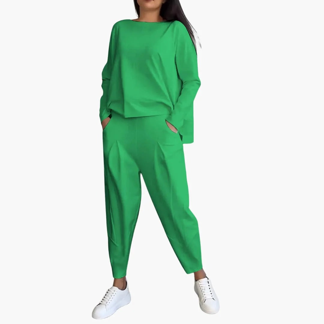 Pien™|Tweedelige set met pullover met ronde kraag en lange mouwen