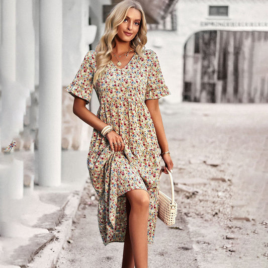 Fleur™ | Bloemenprint Midi-jurk 