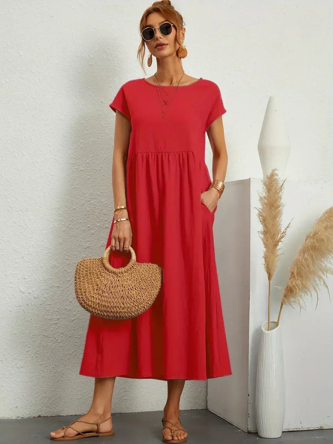 Liyana™|Relaxte Midi Jurk