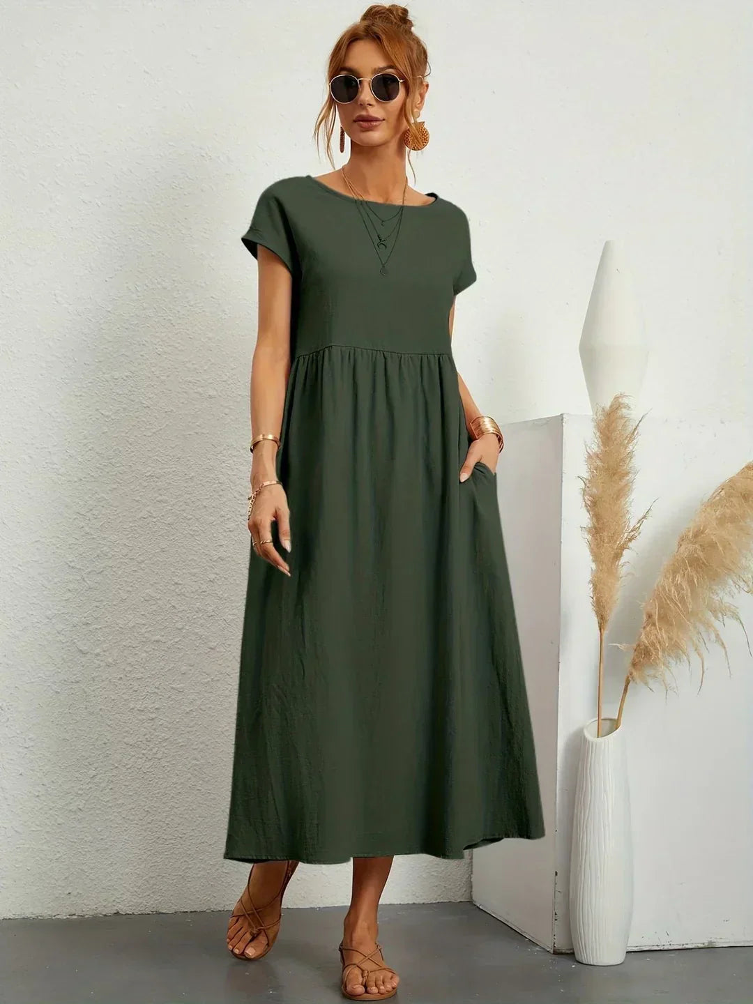 Liyana™|Relaxte Midi Jurk