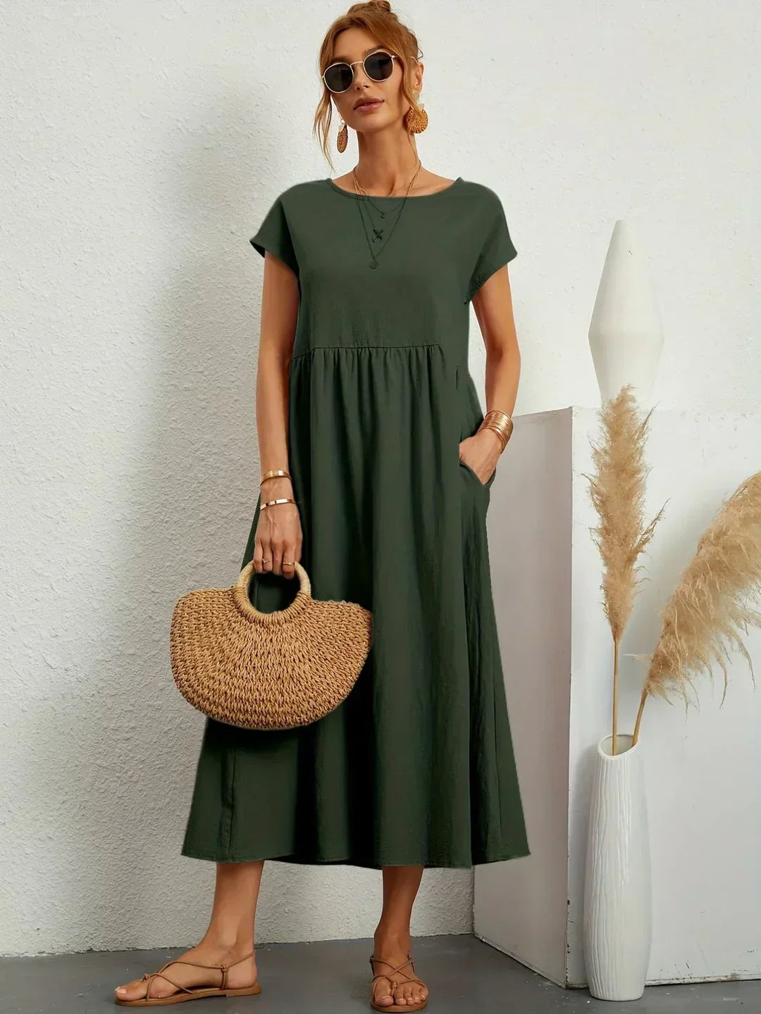 Liyana™|Relaxte Midi Jurk