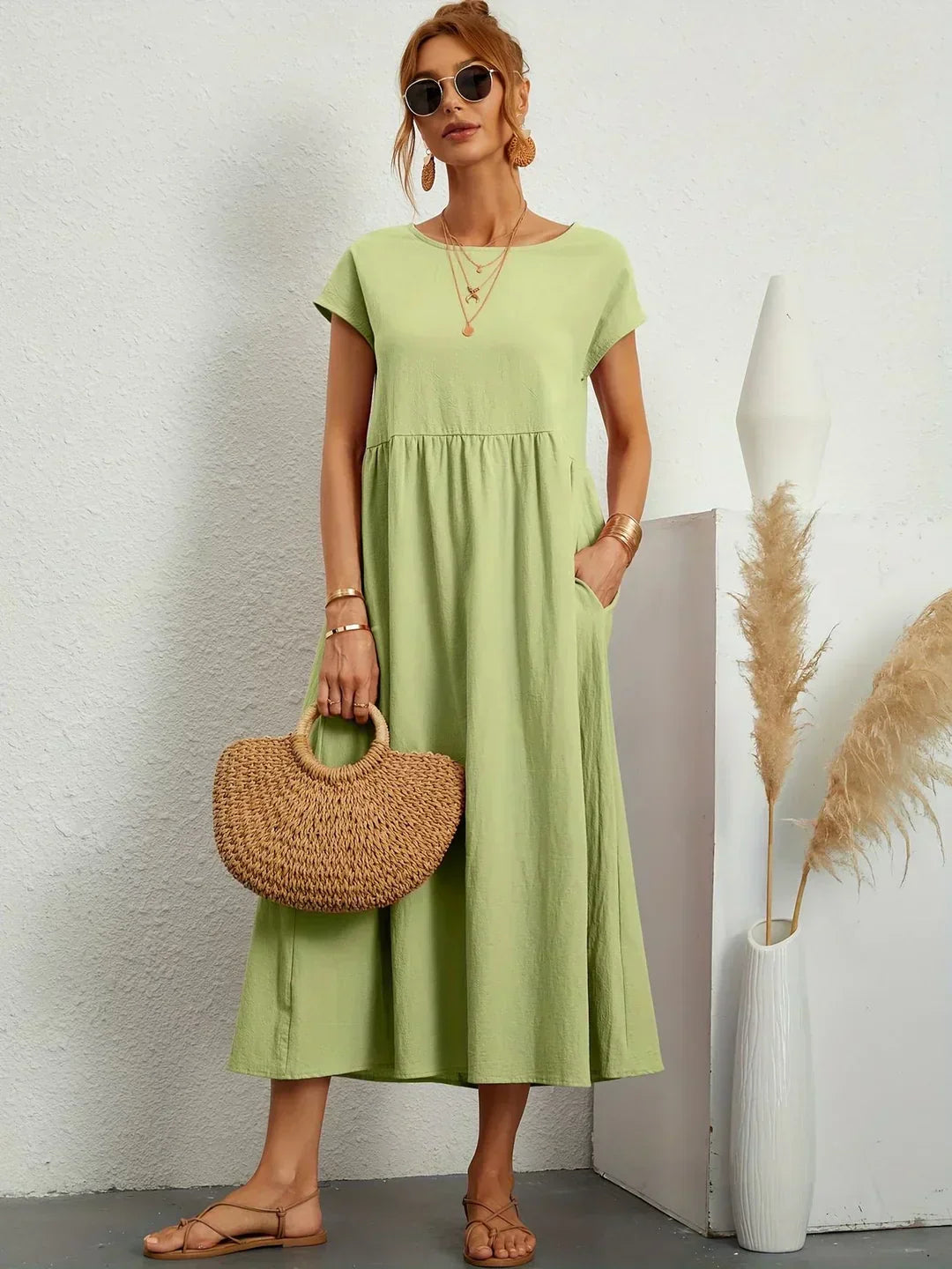 Liyana™|Relaxte Midi Jurk