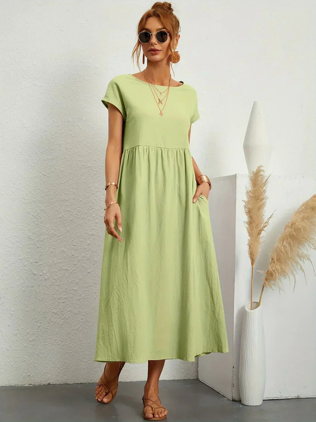 Liyana™|Relaxte Midi Jurk