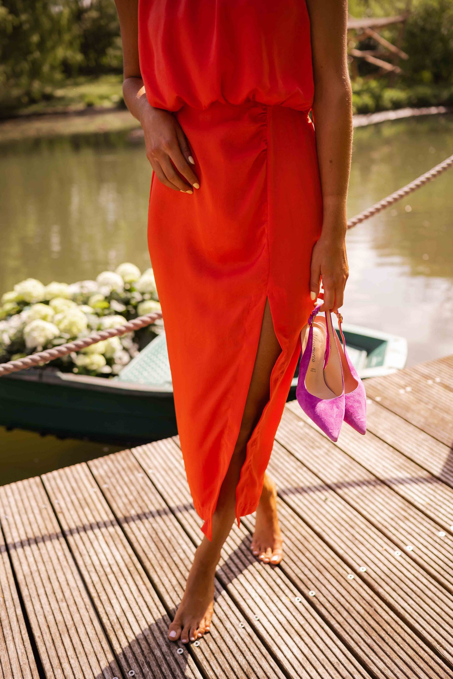 Ilse™ | Zwierige Mouwloze Midi-jurk