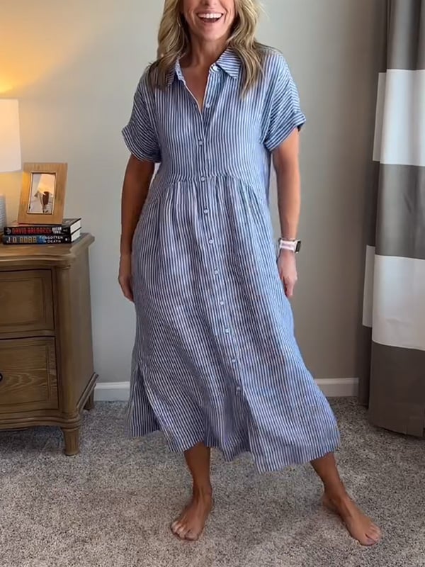 Carlijn™ | Gestreepte Maxi Blousejurk 