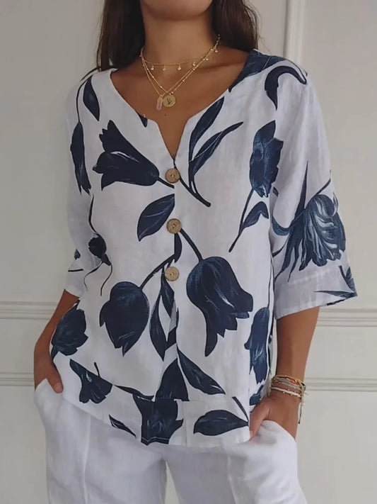 Roos™ | Bloemen V-hals Tuniek Top 