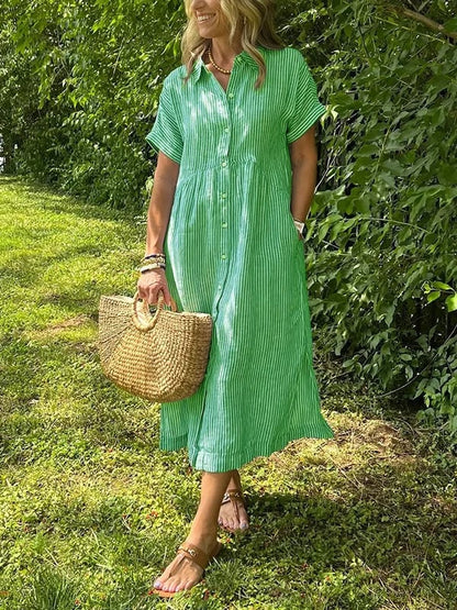 Carlijn™ | Gestreepte Maxi Blousejurk 