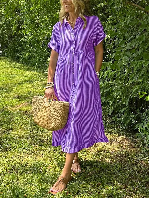 Carlijn™ | Gestreepte Maxi Blousejurk 